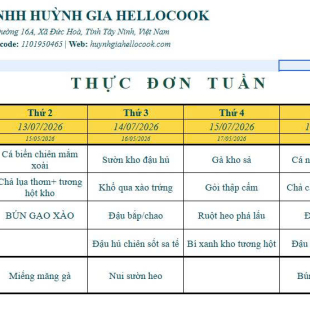 Thực đơn Tháng 7